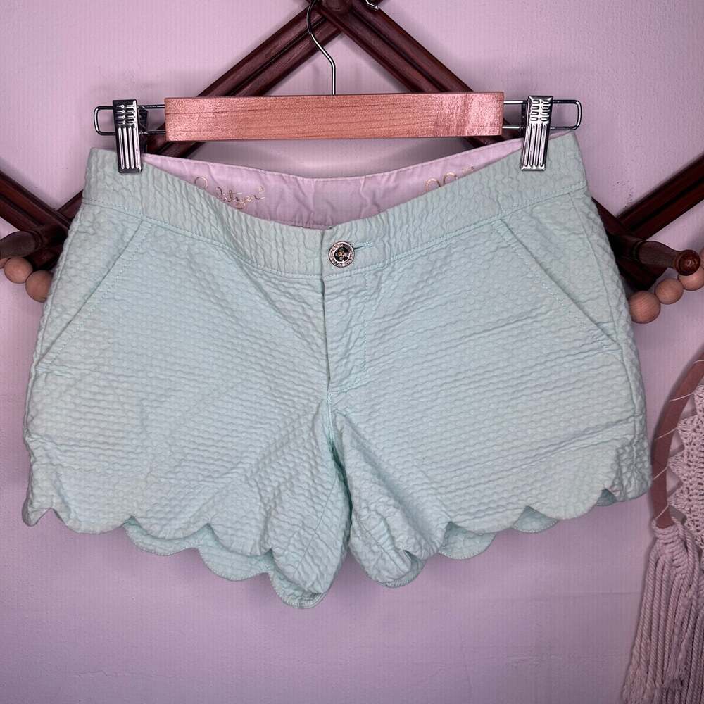 Lilly Pulitzer Mint Buttercup Scallop Seersucker Shorts